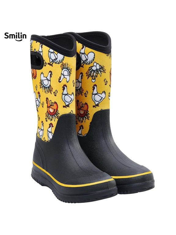 Rain Boots for Women, Anti-slip Mid Calf Women Mud Boots, Yellow, Size 9