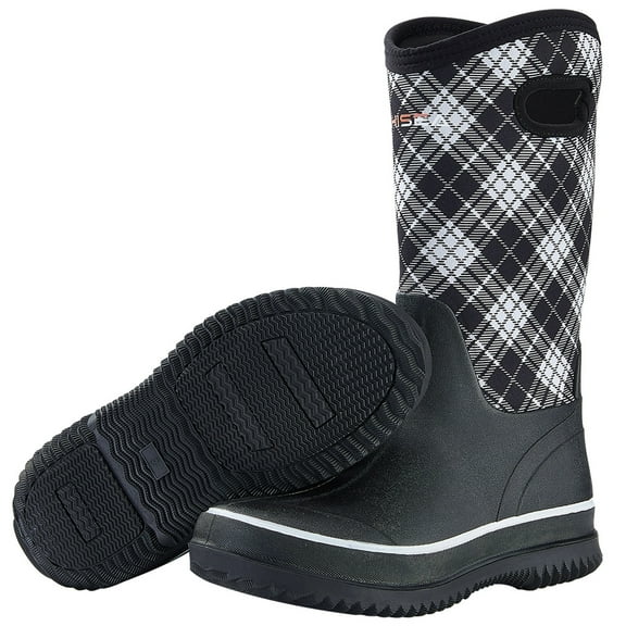 HISEA Rain Boots for Women Mid Calf Muck Rubber Boots Waterproof Neoprene Insulated Barn Boots for Mud Working Gardening