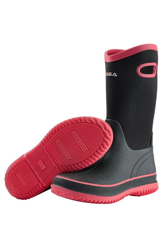 Rain Boots for Women Mid Calf Muck Rubber Boots Waterproof Neoprene Insulated Barn Boots for Mud Working Gardening