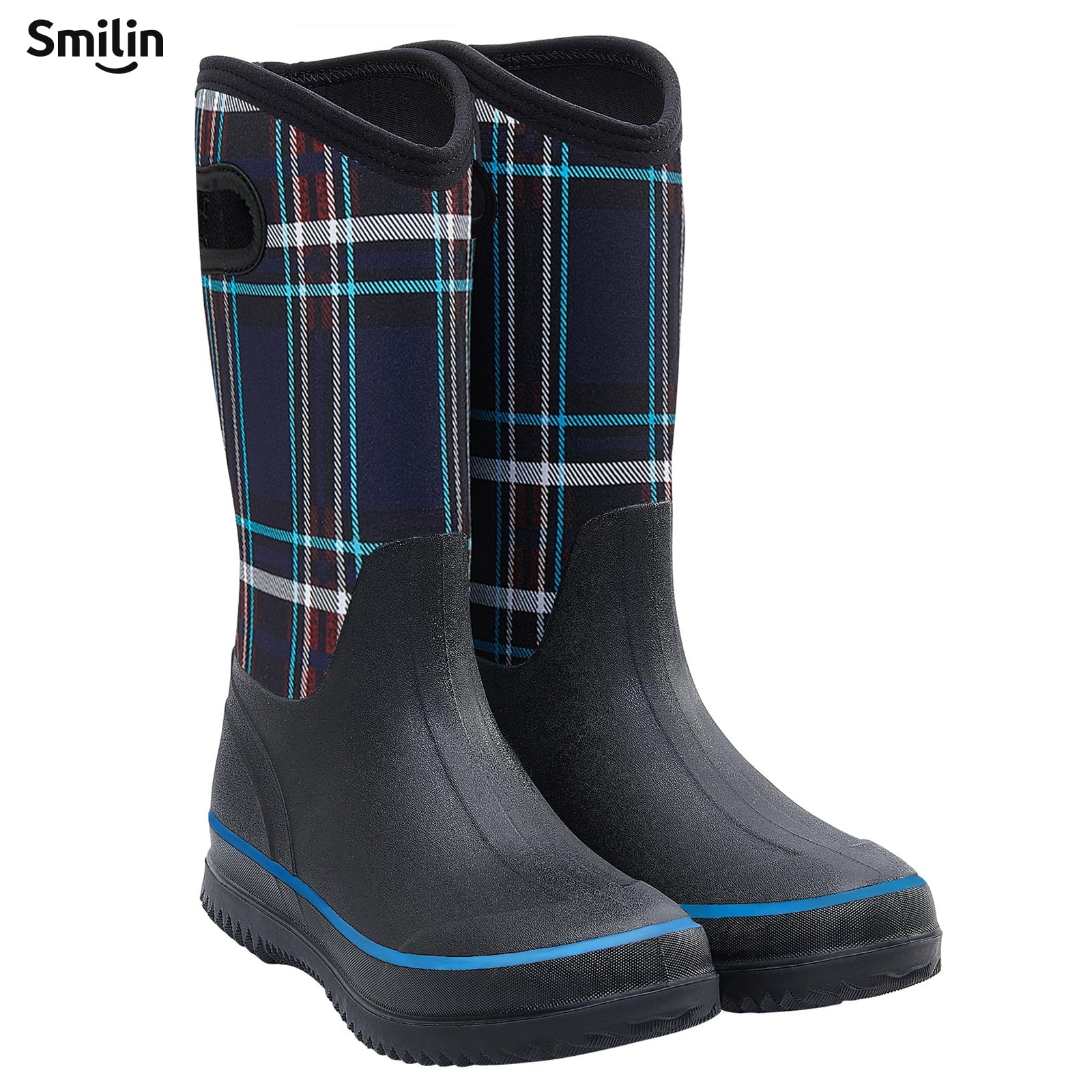 SMILIN Rain Boots for Women, Anti-slip Mid Calf Women Mud Boots, Blue, Size 11