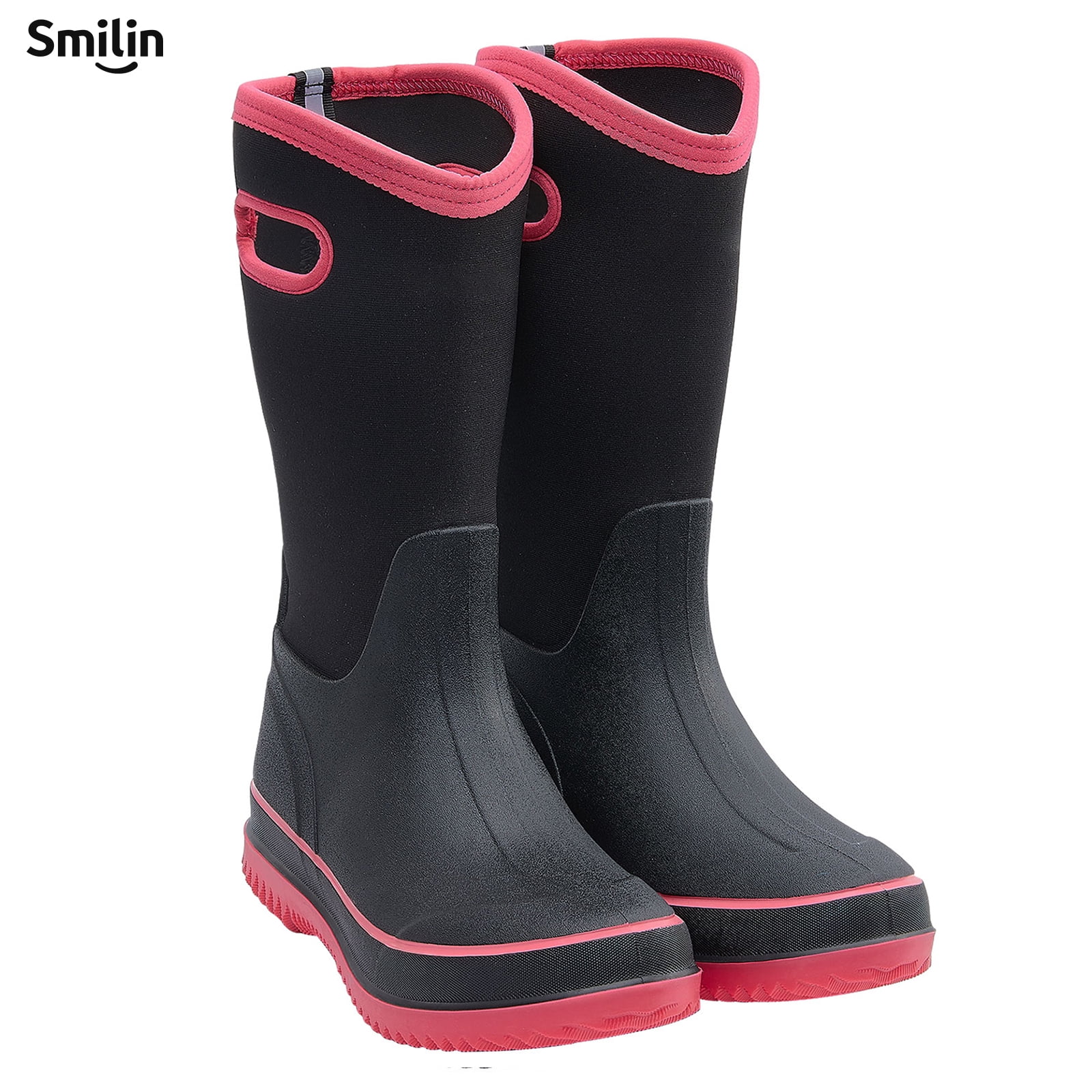 SMILIN Rain Boots for Women, Anti-slip Mid Calf Women Mud Boots, Black, Size 9