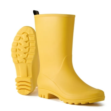 HISEA Rubber Wide Calf Rain Boots for Women Yellow Size 11