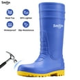 thumbnail image 1 of SMILIN PVC Rubber Rain Boots for Men,Steel Toe Waterproof and Slip Resistant lightweight Knee Men's Work Boots,Blue Color,US Size 8, 1 of 8