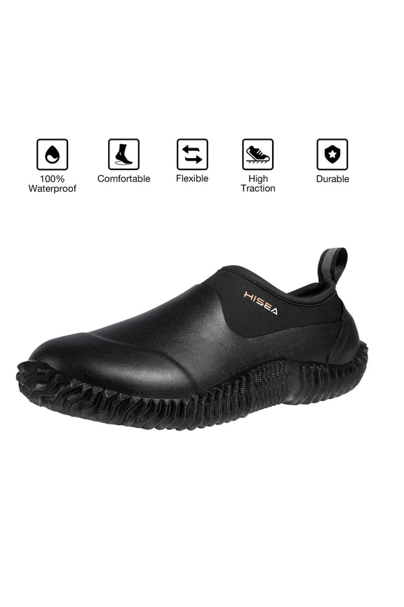Anti-Slip Garden Shoes, Waterproof Rubber Ankle Rain Boots for Men & Women, Black, Size 12 Women/10.5 Men