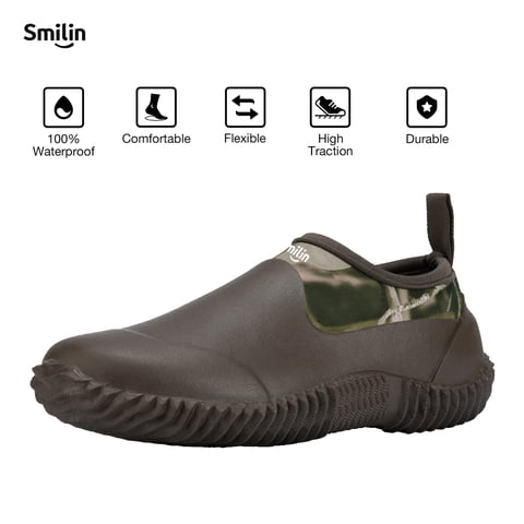 Waterproof Rain Garden Boots, Anti-Slip Rubber Ankle Rain Boots for Men & Women, Camo, Size 11.5 Women/9 Men