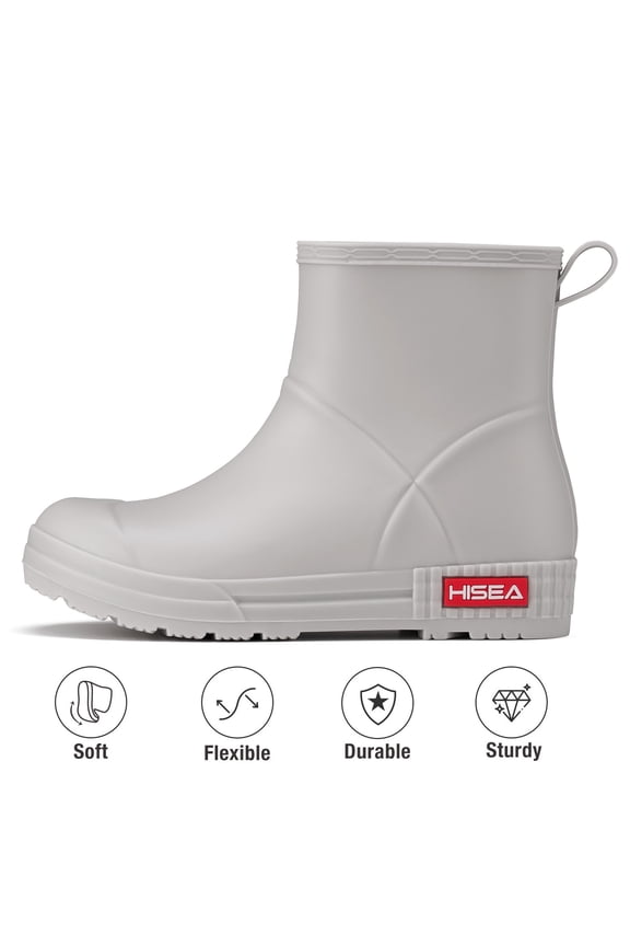 Waterproof Rain Boots for Women,Chelsea Anti-Slip Garden Work Shoes,Grey,Size 7.5