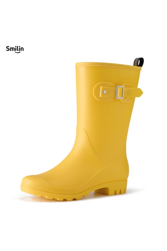 Wellington Wide Calf Rubber Rain Boots for Women Yellow Size 9