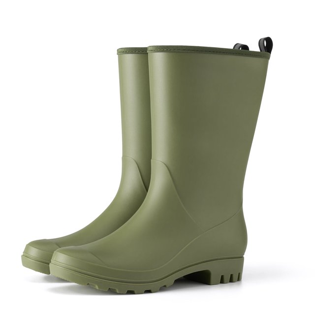 HISEA Rubber Wide Calf Rain Boots for Women Olive Green Size 11