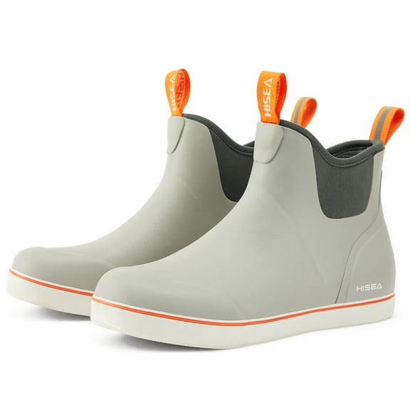HISEA Ankle Deck Boots for Women, Waterproof Rubber Fishing Garden Shoes,Gray,US Size 6