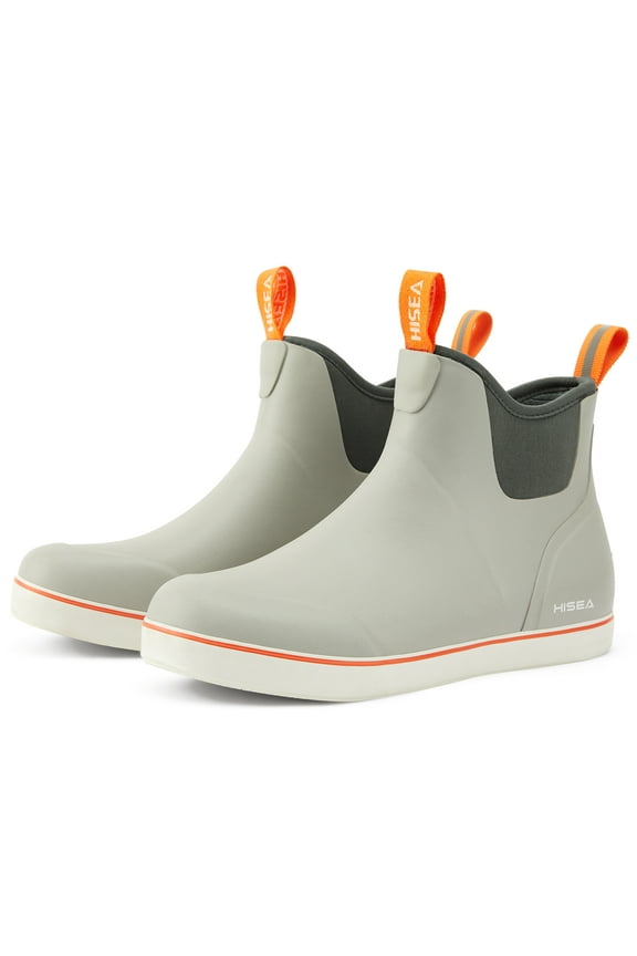 Ankle Deck Boots for Women, Waterproof Rubber Fishing Garden Shoes,Gray,US Size 6