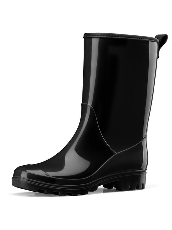 Women's Mid Calf Rain Boots Waterproof Garden Shoes Anti-Slipping Rainboots for Ladies with Comfort Insole Short Wellies Rubber Rain Shoes Outdoor Work Boots