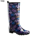 thumbnail image 1 of SMILIN Colorful Rain Boots for Women,Mid-Calf Waterproof Anti-Slip Slim Calf Garden Shoes,Purple Floral,US Size 7, 1 of 8