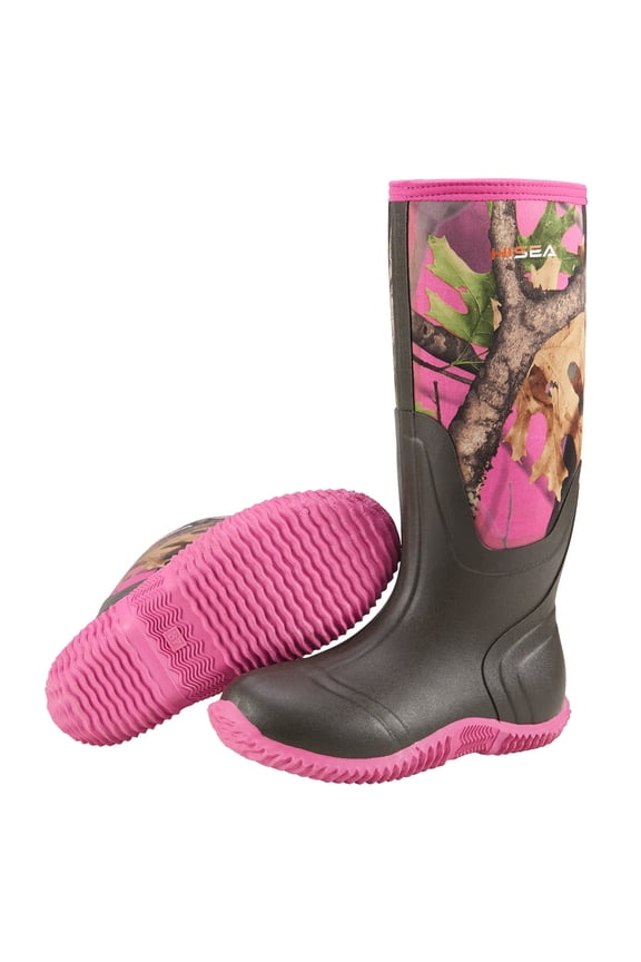 Women's Rain Boots, Waterproof Insulated Rubber Neoprene Boots, Durable Anti-Slip Knee High Outdoor Work Boot for Hunting Gardening Farming Yard Mud Working