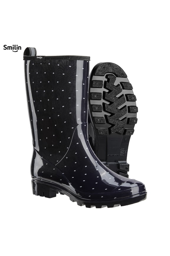 Women's Rain Boots, Waterproof Non-slip High Ankle Garden Boots,Polka Dot, Size 7