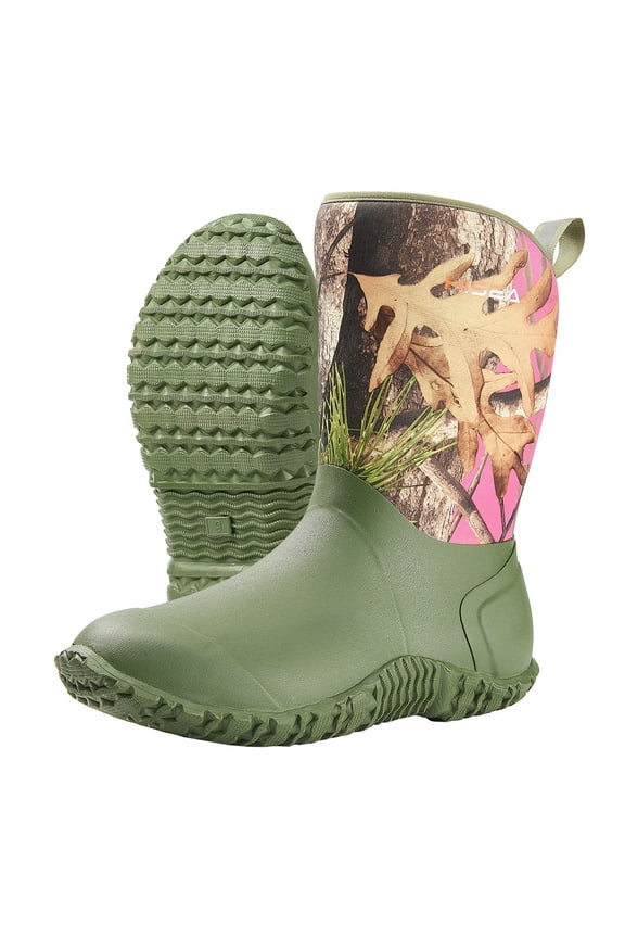 Women's Rubber Garden Boots Waterproof Insulated Yard Gardening Shoes Mid Height for Muck Mud Working Outdoor