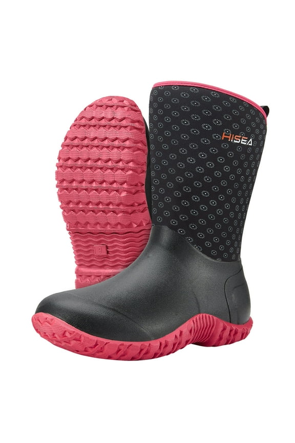 Women's Rubber Garden Boots Waterproof Insulated Yard Gardening Shoes Mid Height for Muck Mud Working Outdoor