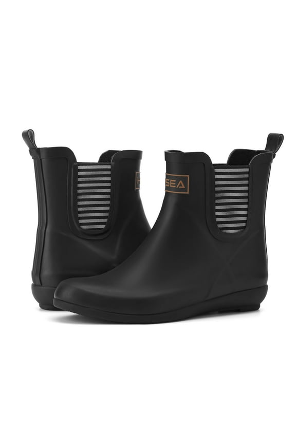 Women's Rubber Rain Boots Waterproof Anti-Slipping Short Ankle Garden Shoes,Black,Size 7