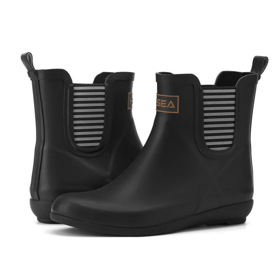 HISEA Women's Rubber Rain Boots Waterproof Anti-Slipping Short Ankle Garden Shoes,Black,Size 7