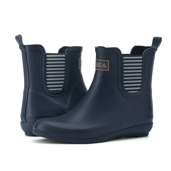HISEA Women's Rubber Rain Boots Waterproof Anti-Slipping Short Ankle Garden Shoes,Navy Blue,Size 7