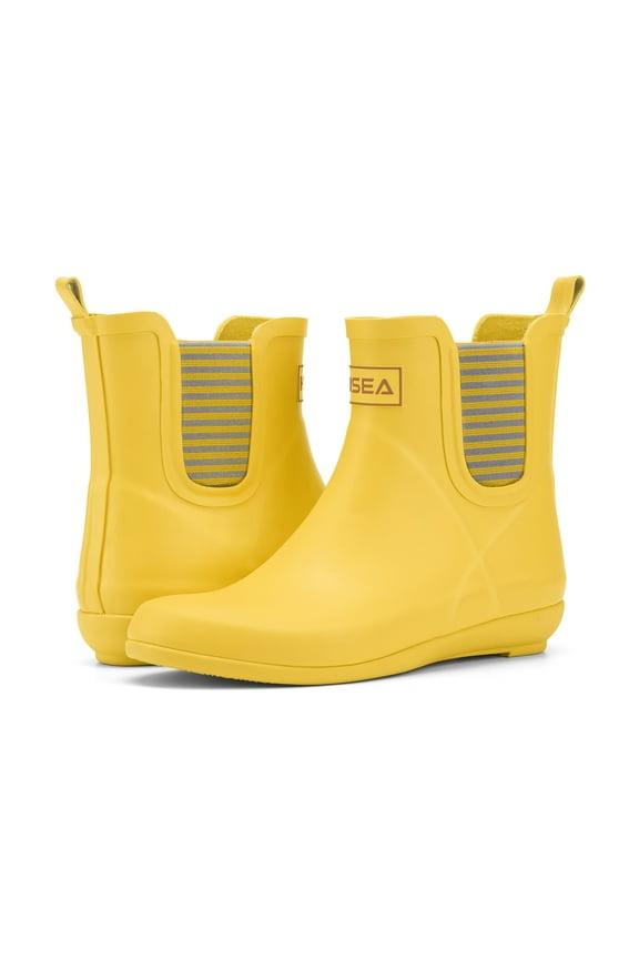 Women's Rubber Rain Boots Waterproof Anti-Slipping Short Ankle Garden Shoes,Yellow,Size 6