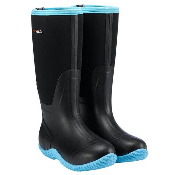 HISEA Women's Rain Boots Waterproof Insulated Mid Calf, Black, Sizes 6-11