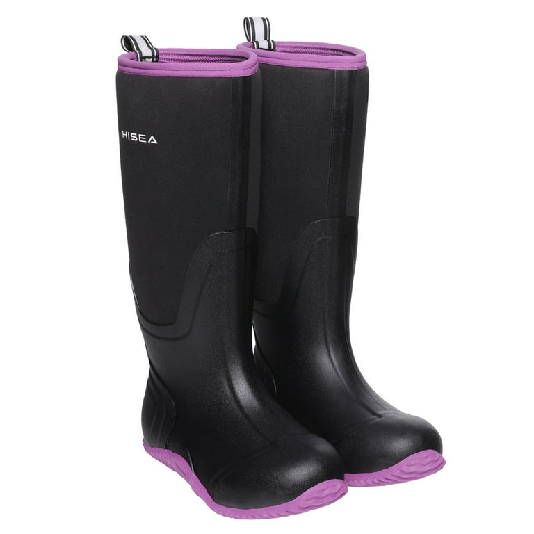 HISEA Women's Waterproof Rubber Boots, Insulated Mid-Calf Muck