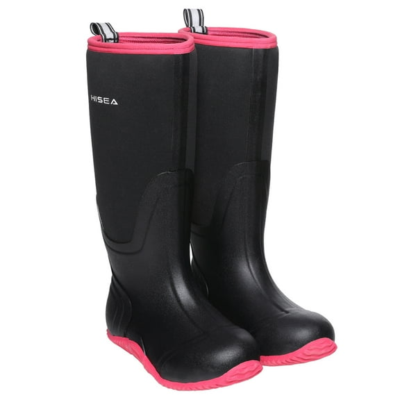 HISEA Women's Rubber Rain Boots Waterproof Insulated Garden Shoes Outdoor Hunting Working Riding Muck Neoprene Boots Mid Calf