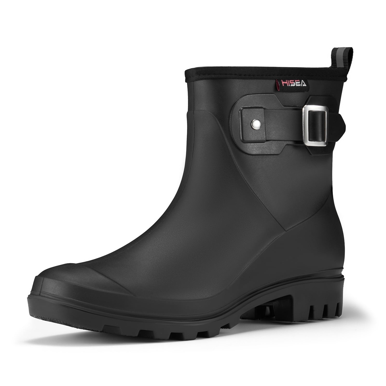 HISEA Women's Waterproof Ankle Rain Boots, Anti-Slip Short Garden Shoes with Comfortable Insole for Outdoor Work & Walking，Black，Size 10