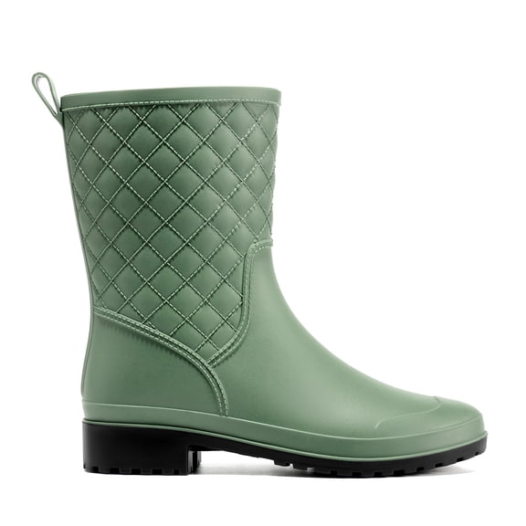 HISEA Women's Waterproof Mid-Calf Rain Boots, Lightweight, Slip-Resistant, Comfortable with Foam Insole,Green,Size 8