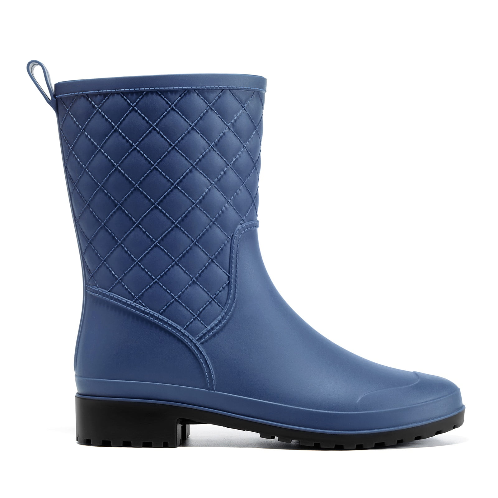 HISEA Women's Waterproof Mid-Calf Rain Boots, Lightweight, Slip-Resistant, Comfortable with Foam Insole,Navy blue,Size 7