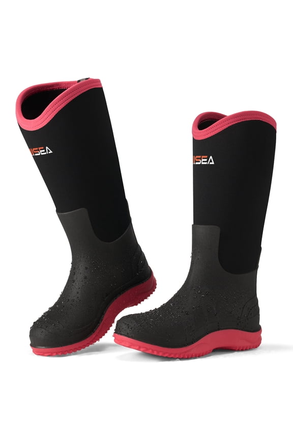 Womens Muck Rain Boots for Hunting, Gardening, Farming and Muddy Yard Work, Black, Sizes US Women 10