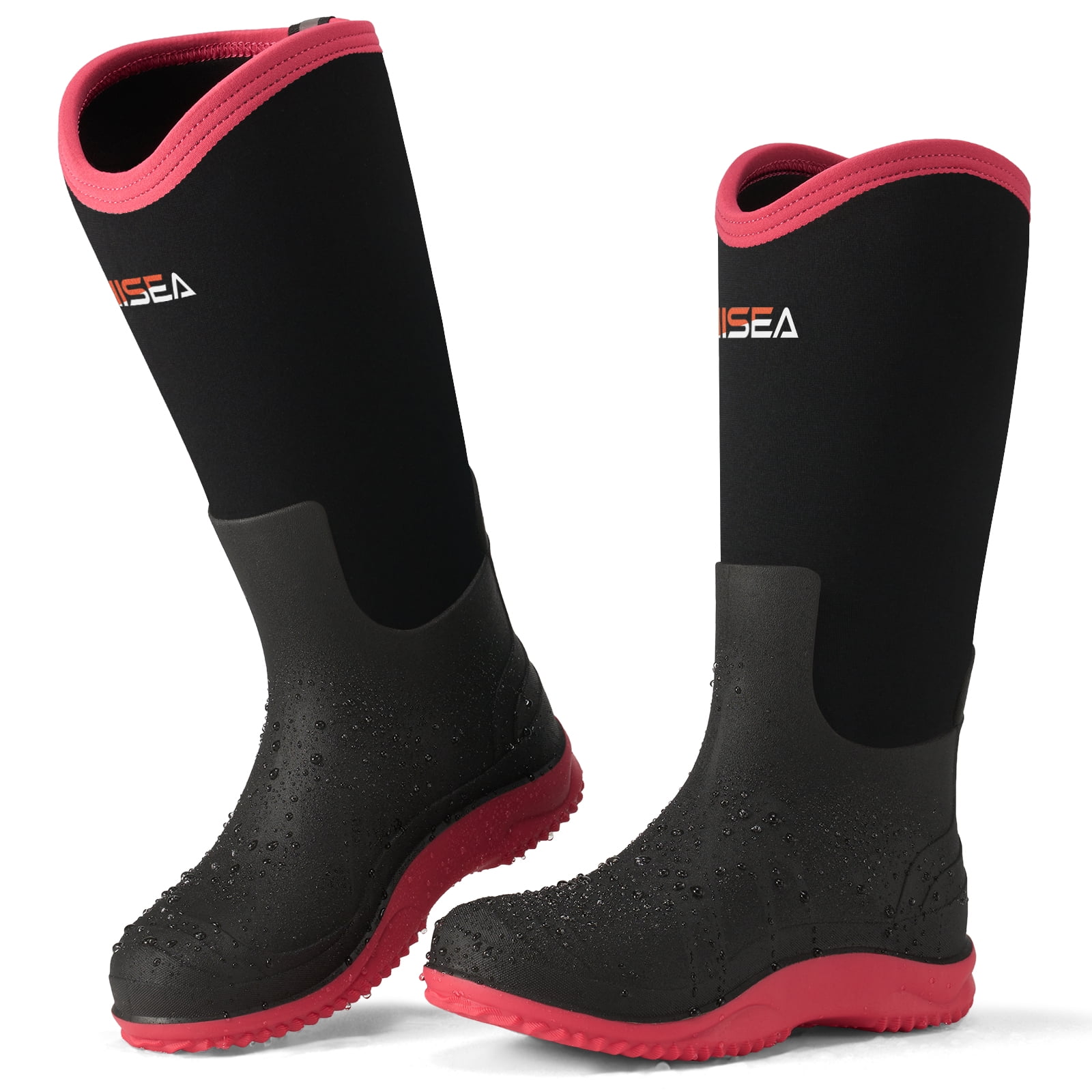 HISEA Bottes de jardin unisexes en caoutchouc - Imperméables - En néoprène - Pour le travail en plein air - Pour homme et femme - Violet, Noir, 14