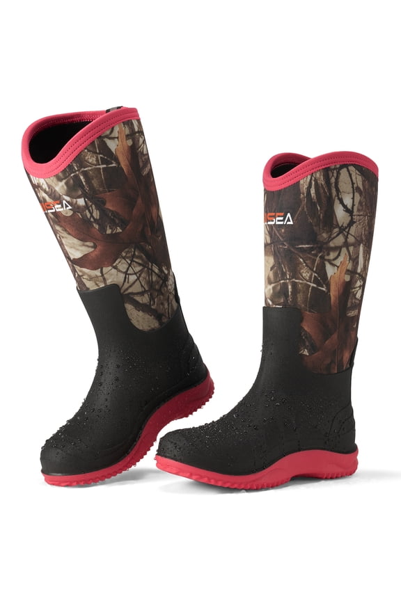 Womens Muck Rain Boots for Hunting, Gardening, Farming and Muddy Yard Work, Camo, Sizes US Women 11