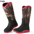 thumbnail image 1 of SMILIN Women's Waterproof Neoprene Muck Rain Boots, V-Topline Tall Rubber Garden Boots, Camo, Size 8, 1 of 9