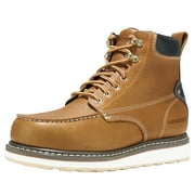 HISEA Men's Work Shoes Waterproof Slip Resistant Industrial & Construction Soft Toe Boots, 6" Boot Shaft, Bronze, Size 9