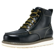 HISEA Men's Steel Toe Work Boots, 6" Slip Waterproof Resistant Safety Shoes,Black,US Size 10