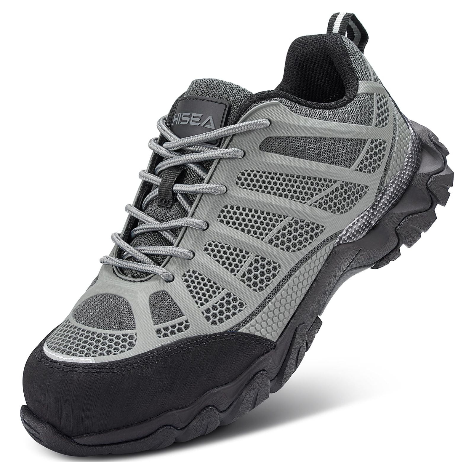 HISEA Work Shoes for Men Breathable Steel Toe Shoes Slip Resistant EH ...