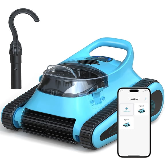 HISION Cordless Pool Vacuum for Inground Pools, Robotic Pool Cleaner with Smart Navigation, Wall Climbing, Waterline Cleaning, Blue