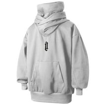 HISITOSA Fleece Hoodies for Men Cowl Neck Sweatshirts Casual Pullover Fall Winter Loose Fit Tops with Embroidery