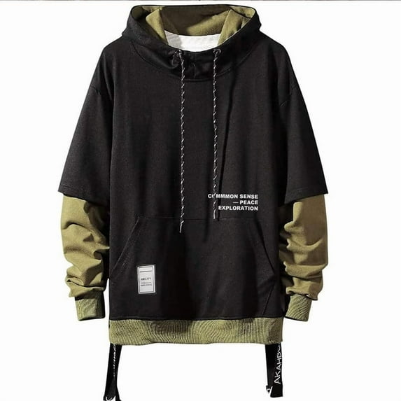 HISITOSA Mens Colorblock Hoodie Casual Patchwork Soft Cotton Pullover Tops Unisex japanese Hooded Sweatshirt with Design