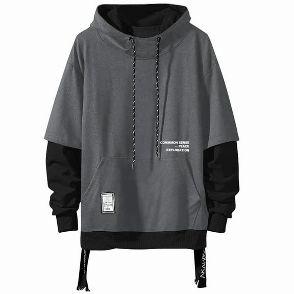 HISITOSA Mens Colorblock Hoodie Casual Patchwork Soft Cotton Pullover Tops Unisex japanese Hooded Sweatshirt with Design