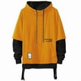 thumbnail image 1 of HISITOSA Mens Colorblock Hoodie Casual Patchwork Soft Cotton Pullover Tops Unisex japanese Hooded Sweatshirt with Design, 1 of 7