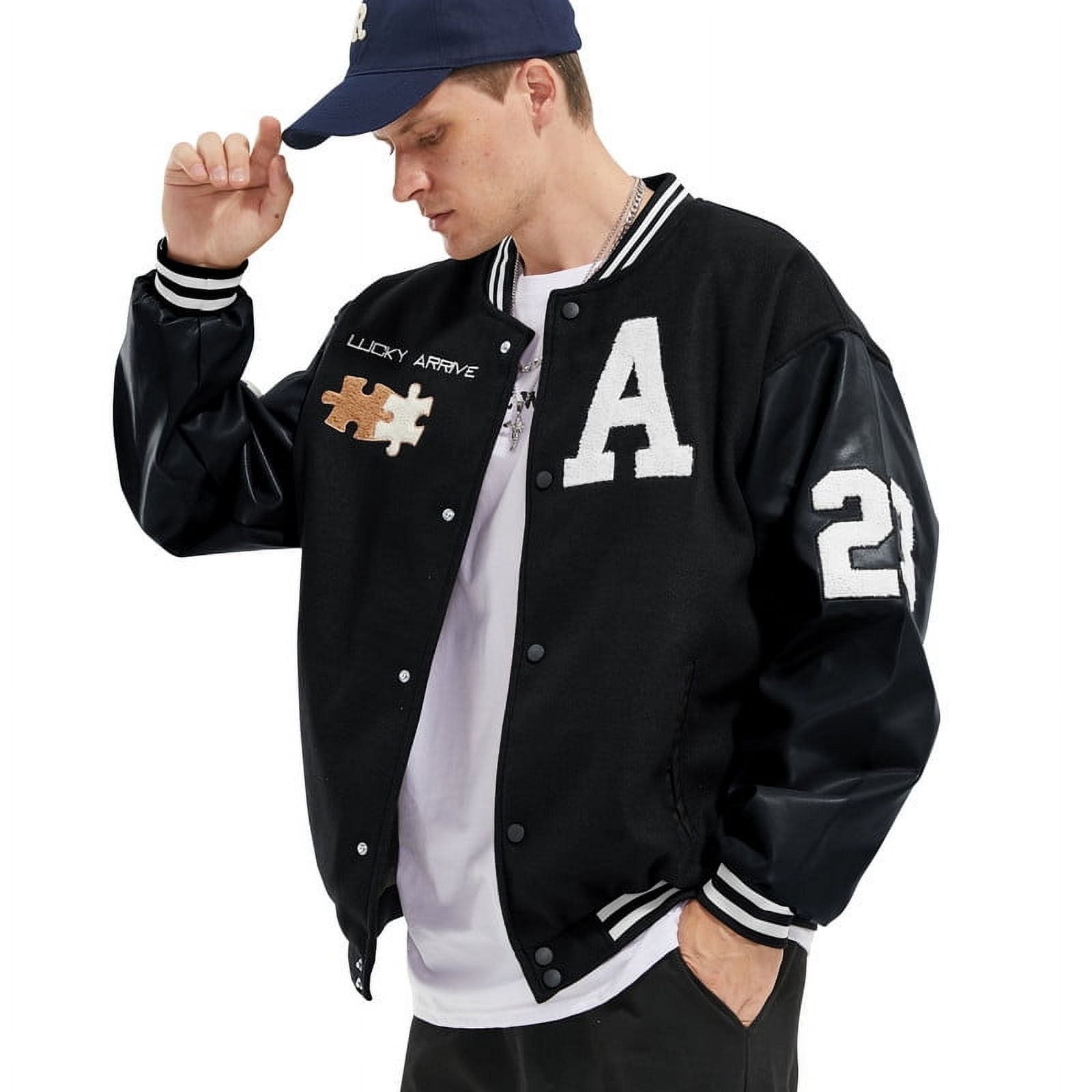 【KOOLOSET】Cozy Vasity Jacket HISITOSA Mens Varsity College Jacket Baseball Bomber Jacket