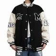 thumbnail image 1 of HISITOSA Mens Womens Varsity College Jacket Baseball Bomber Jacket Vintage Sweatshirt Casual Unisex Streetwear Coats with Patch, 1 of 7