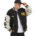 thumbnail image 1 of HISITOSA Mens Womens Varsity College Jacket Baseball Bomber Jacket Vintage Sweatshirt Casual Unisex Streetwear Coats with Patch, 1 of 7