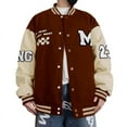 thumbnail image 1 of HISITOSA Mens Womens Varsity College Jacket Baseball Bomber Jacket Vintage Sweatshirt Casual Unisex Streetwear Coats with Patch, 1 of 7