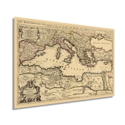 HISTORIX 1680 Mediterranean Sea Vintage Map Poster Wall Art Print, 24 x 36 Inch
