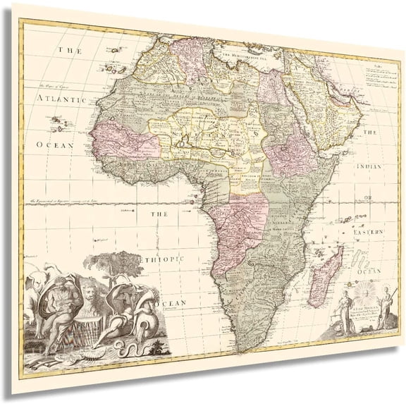 HISTORIX 1725 Africa Vintage Map Poster Wall Art Print, 18 x 24 Inch