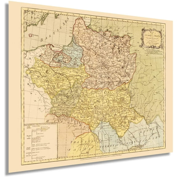 HISTORIX 1770 Map of Kingdom of Poland & The Grand Dutchy of Lithuania Vintage Poster Wall Art Print, 24 x 30 Inch