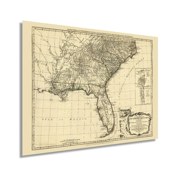 HISTORIX 1776 Map of Southern British Colonies in America Vintage Poster Wall Art Print, 18 x 24 Inch
